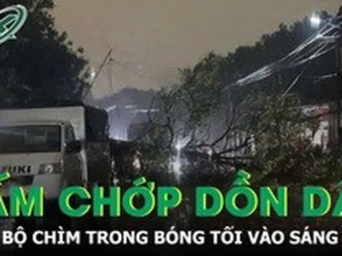 Bắc Bộ chìm trong bóng tối vào sáng 17/4, sấm chớp dồn dập, mưa xối xả