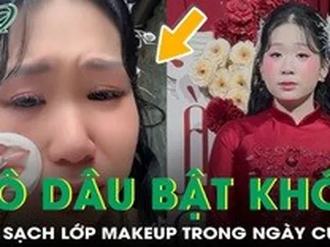 Cô dâu bật khóc giữa hôn lễ, xóa sạch lớp makeup 4 triệu sau vài giờ
