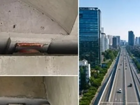 Cận cảnh loạt gối cầu vành đai 3 ở Hà Nội bị xô lệch, biến dạng